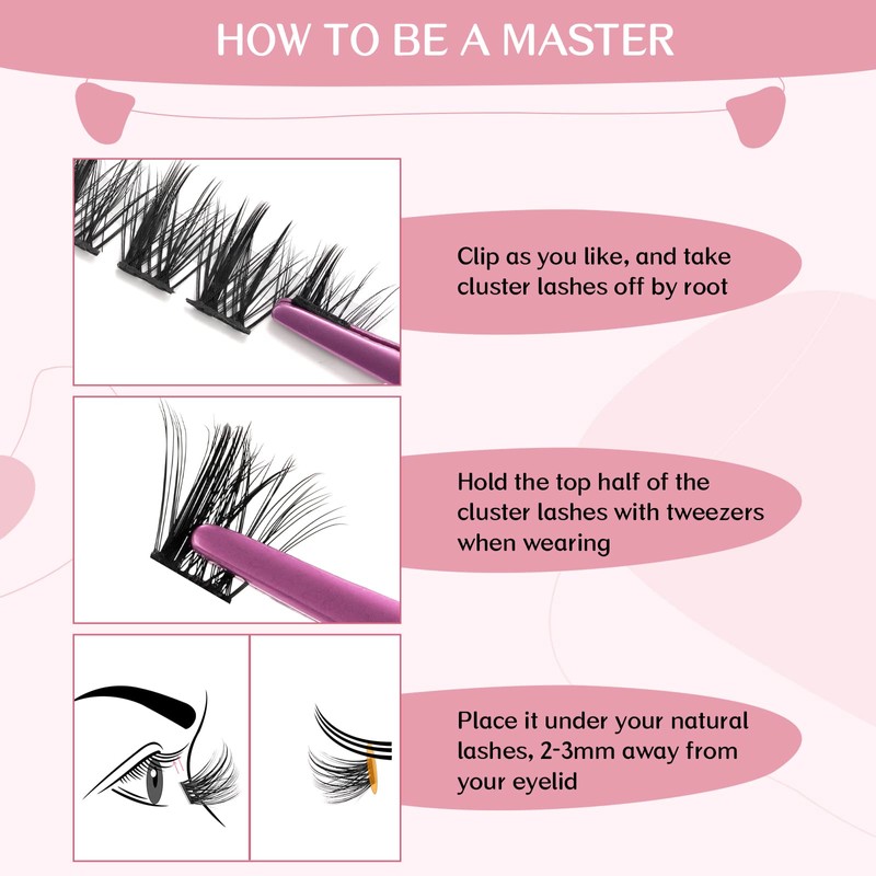 Cluster Eyelashes, Pack of 72 Individual Eyelashes, Eyelash Clusters, DIY