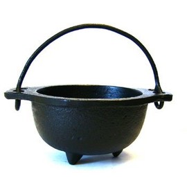 Cast Iron Cauldron w/Handle, Ideal for smudging, Incense Burning, Ritual Purpose, Decoration, Candle Holder, etc. (5" Diameter Handle to Handle, 3" Inside Diameter)