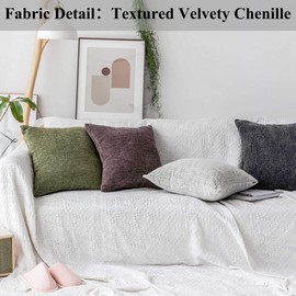 Home Brilliant White Mix Black Rectangle Cushion Covers 30x50 Set of 2, Chenille Plush Velvet Oblong Decorative Pillowcases for Couch Sofa, 12x20 inches, Cream Mix Black