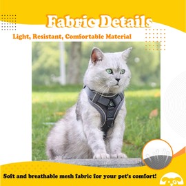 PetnBeyond Kitten Harness and Leash Set - Secure, Comfortable Control with Breathable Mesh Jacket - Adjustable Vest for Safe Walks with Reflective Strips - Kitty Escape Proof Kit (Small, Pink)