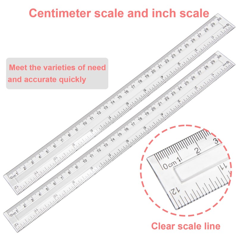 Pletpet 2 Pack 12 inch Clear Plastic Straight Shatterproof Transparent