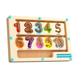 Lokorus Wooden Magnetic Beads Maze Toy Board for Kids,Color Number Beads Classification Toy for Aged 3 Years+