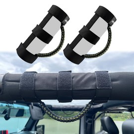 Grab Handles for Jeep Wrangler,Roll Bar Grab Handles for Jeep Wrangler YJ TJ JK JL&Gladiator JT 1986-2025,Paracord Grip Handles,Black/Olive,Pack of 2