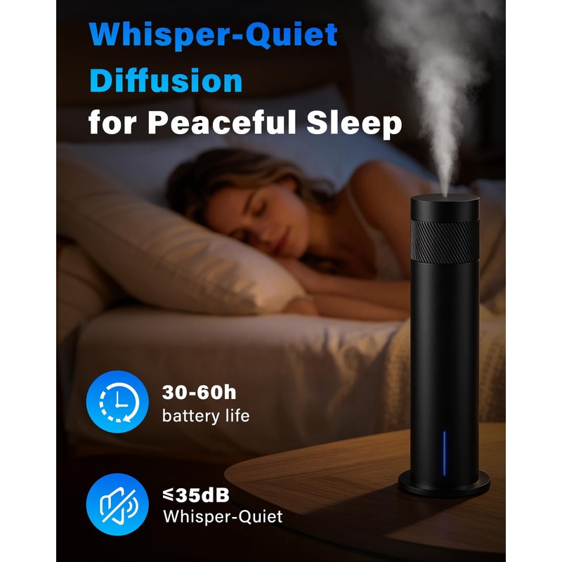 Waterless Essential Oil Diffuser with App, Cordless Rechargeable Cold Air