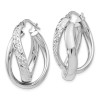 Unbranded 26mm Sterling Silver Polished and Textured Fancy Hoop Earrings
