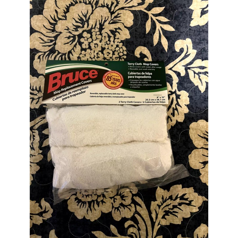 Bruce 2 Reusable Replacement Terry Cloth Mop Covers for Mop
