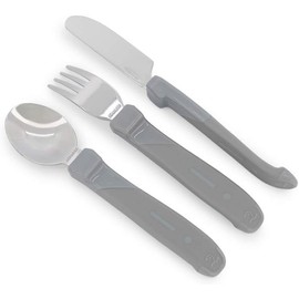 Twistshake Juego de Cubiertos de Aprendizaje Tenedor, Cuchillo y Cuchara de Acero Inoxidable Cubiertos Entrenadores para Niños a Partir de 12 Meses Vajilla Infantil Soft Touch y Libre de BPA