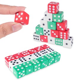 Super Z Outlet Assorted Colorful Dice in White, Red, Green for Board Games, Activity, Casino Theme, Party Favors, Toy Gifts (18 Pack)