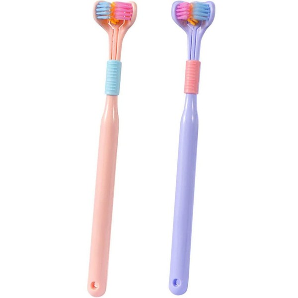 MSLing Three-sided toothbrush, ultra-fine toothbrush with soft bristles, 3-sided sensory autism toothbrush for adults and children with autism and special needs