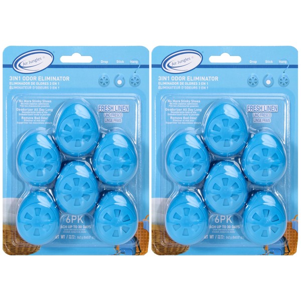 Air Jungles Shoes Deodorizer Ball 12 Count, Fresh Linen Scent,