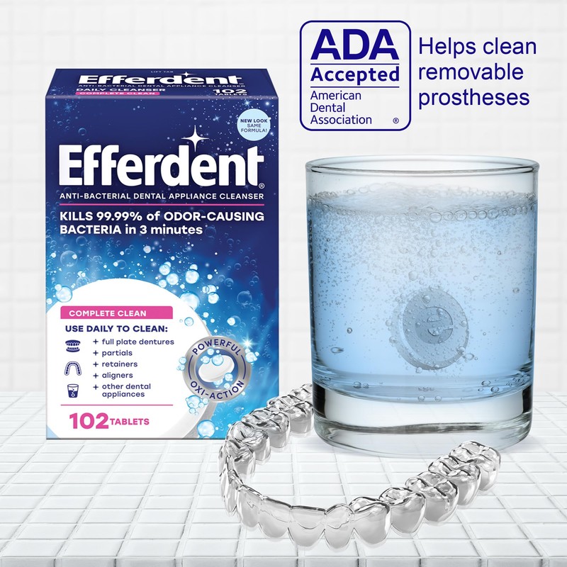 Efferdent Denture Cleaner for Aligners, Dental Appliances & Retainer Cleaner