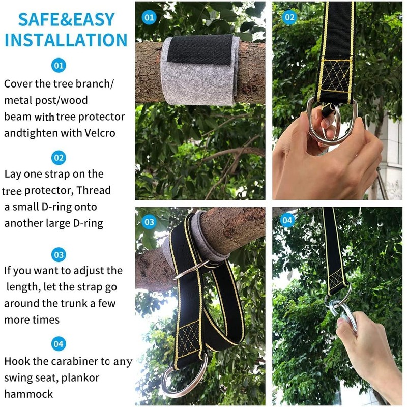 Tree Swing Hanging Straps Kit,Hammock Straps with Loops Set,Newly Upgraded