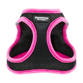 Downtown Pet Supply Step in Dog Harness for Small Dogs No Pull, X-Small, Black w/Pink Trim - Adjustable Harness with Padded Mesh Fabric and Reflective Trim - Buckle Strap Harness for Dogs