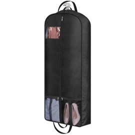 MISSLO 54" Long Garment Bags for Travel 6" Gusseted Dress Bags for Gowns Long 4 Handles Hanging Clothes Bag with Pocket Dress Cover for Gowns, Suits, Coats