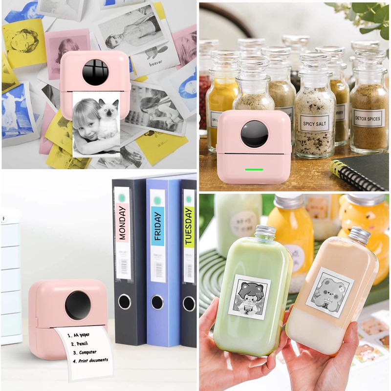 GuKKK Mini Printer, Mobile Photo Printer, Portable Mini Photo Printer,