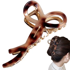 Wenlly retro style hair claw clips, 4.7 Inch cellulose acetate alloy hair jaw clips, non-slip strong hair hold barrettes, 1 piece, coffee