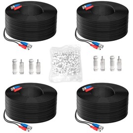 OOSSXX (4×150 Feet) Video Power Cable BNC Extension Outdoor Wired Surveillance Camera All-in-One Cables for CCTV Security Cameras DVR System with 4xBNC Connectors and 4xRCA Adapters,Black