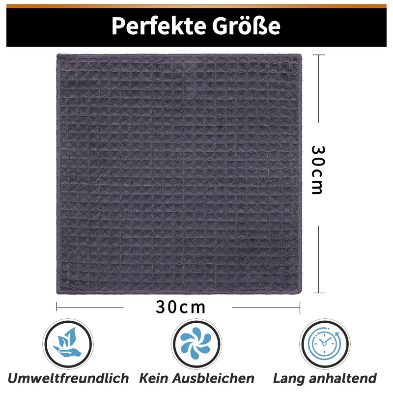 Moosfor Microfibre Cloths, Set of 6, Absorbent Lint-Free Kitchen Towels,