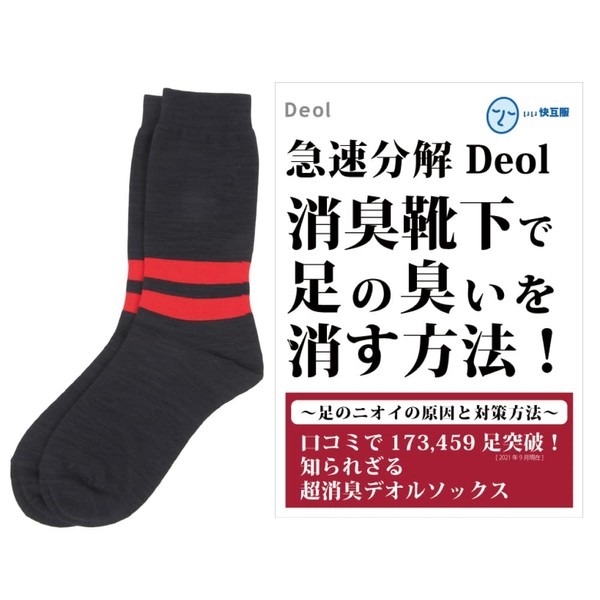Deol Line Socks, Deodorizing Socks, Men's, 9.8 - 10.6 inches (25 - 27 cm), Made in Japan, navy