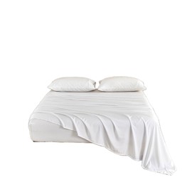 Kingnex Bamboo Viscose Queen Sleeper Sofa Bed Sheets for Pull Out Sofa Bed Soft 4 Piece Bedding Sheet & Pillowcase Set (60"x74"x6") White