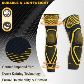 IZWEAR Full Leg Compression Sleeve(PAIR) - Copper Infused Long Knee Brace, Leg Stabilizer Brace for Arthritis, Tendonitis, ACL, MCL, Running, Workout - Thigh& Calf Support for Men & Women