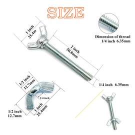 Matrelt 20 Pcs 1/4"-20 x2 Wing Screw Bolts and Wing Nut Kit Butterfly Screws and Nut with Hand Twist Tighten Wing Head Zinc Plated Hardware Fitting Fastenings Assortment Kit