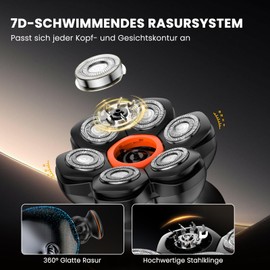 MAXGROOM Bald Razor Men's Upgrade 7D Head Shaver Bald IPX6 Waterproof Bald Razor with Magnetic Floating Head & LED Display, Ideal for Travel and Household, USB-C Charging