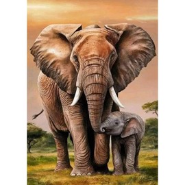 GHHKUD Elephant Diamond Art Kits for Adults, Animal 5D Diamond Painting Kits for Adults Beginners, DIY Full Drill Diamond Gem Art Stitch, Diamond Canvas Painting Pictures, Crafts Wall Decor 30 * 40CM