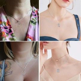 Aurora Tears 26 Letters Necklace/Stud Earrings, 925 Sterling Silver, Initial A-Z Alphabet Pendant/Earring with Cubic Zirconia, Jewellery Gifts for Women, Cubic zirconia, p