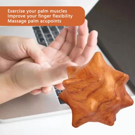 2 Pieces Wooden Hand Exercise Ball, Wooden Hand Massage Ball for Palm Tree, Relaxing, Spiky, Textured Acupuncture Massage Balls for Elderly People