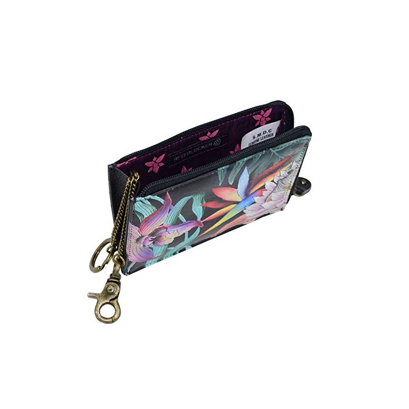 Anuschka Handbags Key Zip Case 1160 Island Escape Black One