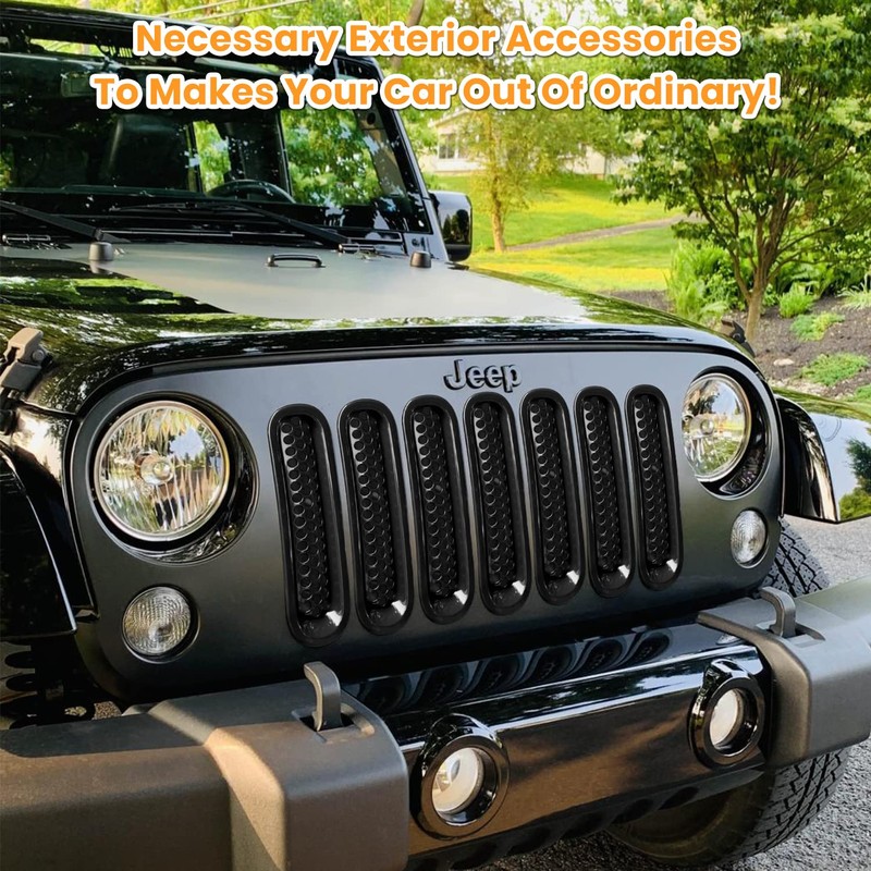 7PCS Front Grill Mesh Inserts for Jeep Wrangler JK JKU