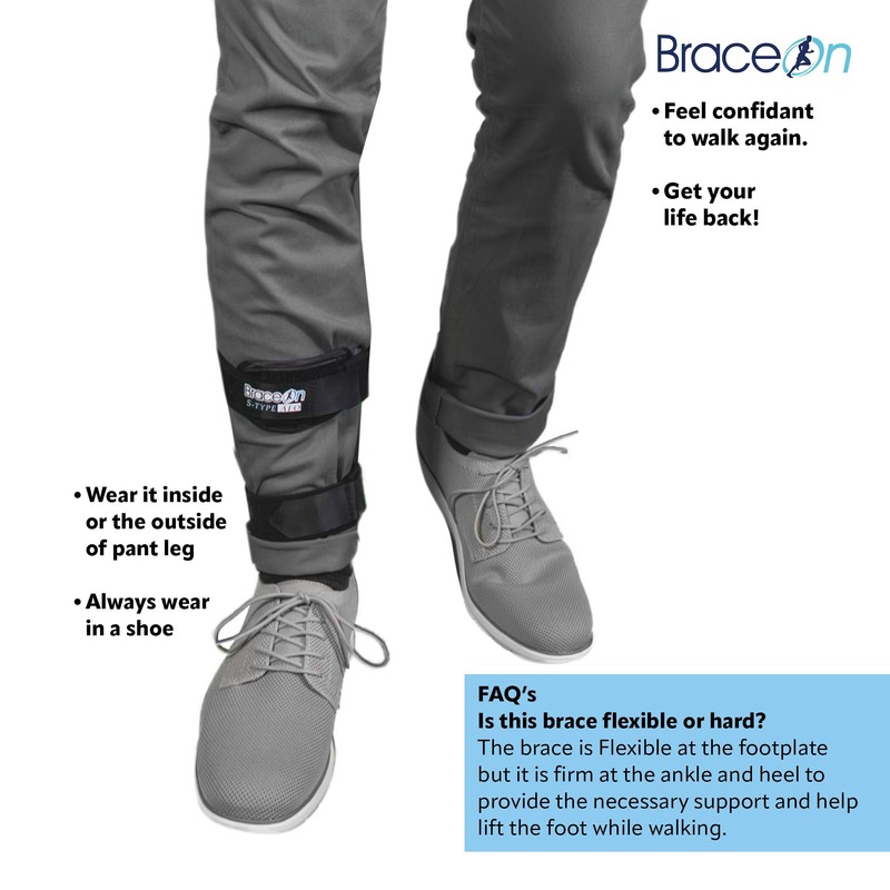 Brace On AFO S-Type - Drop Foot Stabilizer Brace, Moldable,