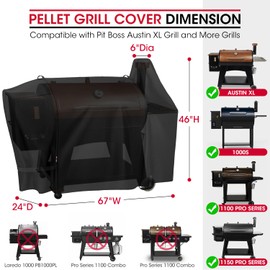 Unicook Pellet Grill Cover for Pit Boss Austin XL, Heavy Duty Waterproof Wood Pellet Smoker Cover for PB Rancher XL, 1000/1100 Pro Grills, Fade Resistant Outdoor BBQ Cover