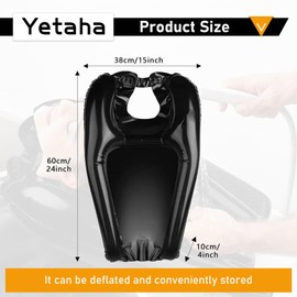 Yetaha Inflatable Hair Washing Basin, 24inch Portable Hair Washing Tray, Black Hair Wash Headrest, Aid for Disabled Elderly Injured Pregnant People Kids