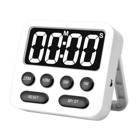 Pomodoro Timer, Magnetic Digital Timer with Large Display, Productivity Timer for Desk, Kitchen Timers for Cooking, Settings 1-5-10-25 Minutes, White
