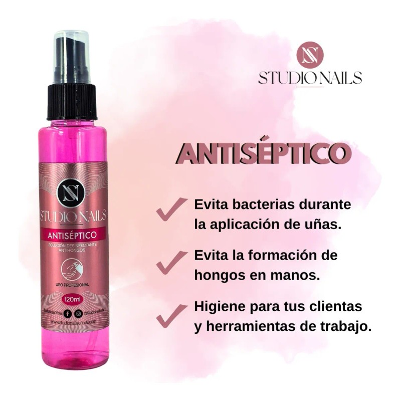 Quitaesmaltes Studio Nails Antiséptico Antihongos 120ml