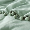 TanNicoor Pom pom Fringe Pillowcases,Green Tassel Ball Pillow Sham Set