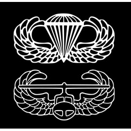 AIRBORNE JUMP &AIR ASSAULT WINGS Stack Window Sticker Decal - White JUMBO