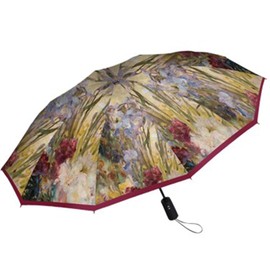 RainCaper 晴雨兼用 折りたたみ傘 自動開閉 レディース ステンドグラス正規品 ステンドグラス 傘 ブランド レディース コンパクト 女性 ブランド 晴雨兼用 傘 日傘 ワンタッチ 自動開閉 レディース おしゃれ 丈夫 ギフト プレゼント (Peonies & Iris（ラッピング有）)