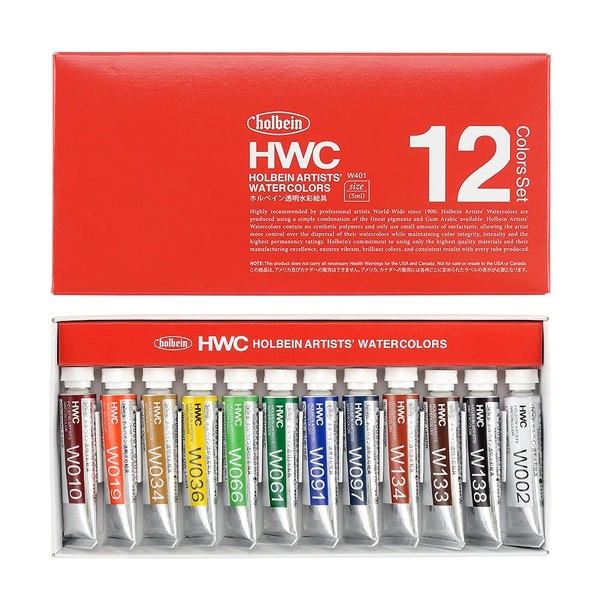 Holbein Artist's Watercolors Set of 12 5ml Tubes W401
