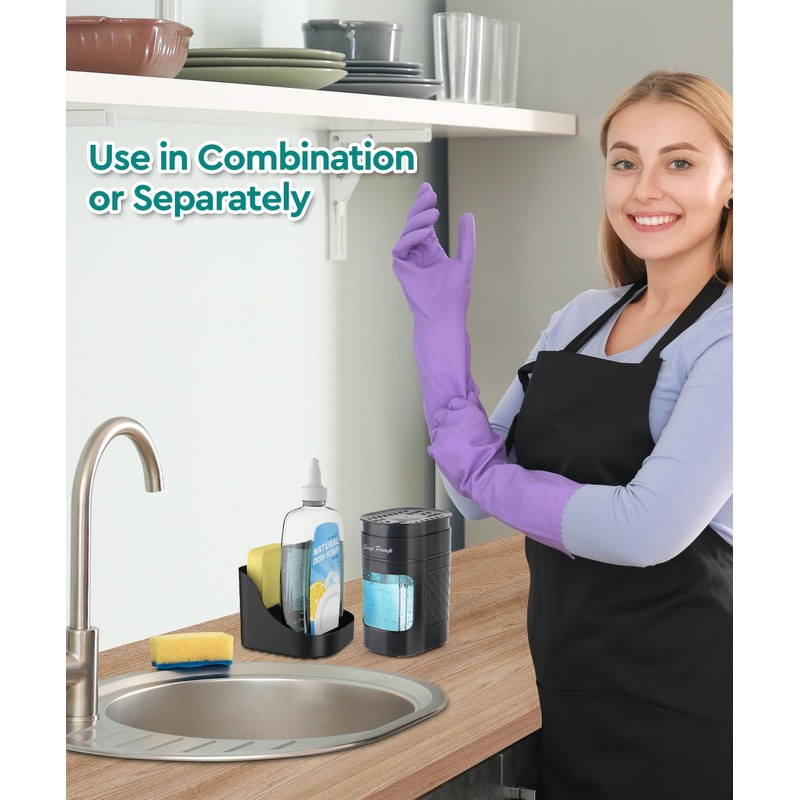 Dish Soap Dispenser with Sponge Holder, Soap Dispenser for Kitchen