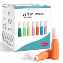 Glucoracy Safety Lancets, Sterile, Top Push Button Activated, 28 Gauge, 1.8 mm, 100 Count, 1 Pack