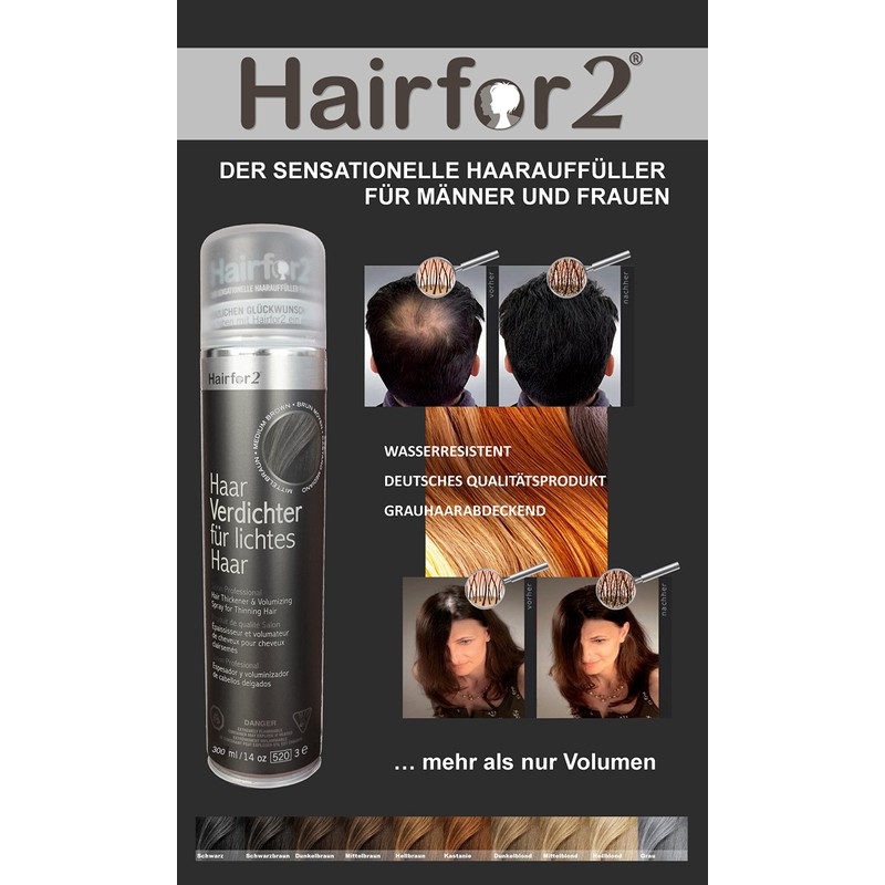 Hairfor2 Haarverdichtungsspray gegen lichtes Haar | Haarpuder | Streuhaar |