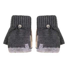 Winter Warm Convertible Gloves Mittens for Elegant Men Coldproof Writing Typing Touchscreen Gloves with Padded Plush Outdoor Cycling Half Finger Flip Top Gloves