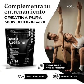 B-FIT Just Creatine Creatina Monohidratada Pura en polvo sin sabor- Pre Entreno - 120 servicios