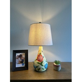 enjoy decor lamps Ceramic Table Lamp Hydrangeas Beige for Living Room Dining Room Bedroom Bedside 10" W*10" D*20" H