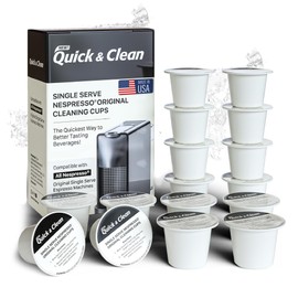 Quick & Clean 16-Pack Cleaning Pods Compatible with Nespresso Original Single Serve Espresso Machines - Removes Stains, Non-Toxic and Eco-Friendly