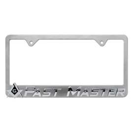 Elektroplate – Past Mason Matte Chrome-Plated Metal Standard Size Premium with 3D Square and Compass License Plate Frame Tag Holder for Cars/SUVs/Trucks Weather-Proof Automotive Accessory