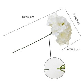 Mandy's 10pcs White Fake Flowers Hydrangea Heads Silk Flowers with Stems for Mother's Day Easter Home Kitchen Wedding Decorations Christmas Centerpiece (vase not Include)